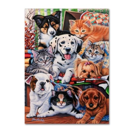 Trademark Fine Art Jenny Newland 'Country Pups and Kittens II' Canvas Art, 14x19 ALI2007-C1419GG